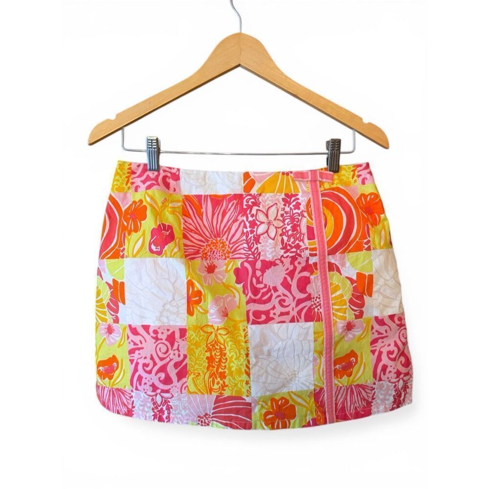 LILLY PULITZER Vintage Lenore Skort White Label Patchwork Tropical Floral